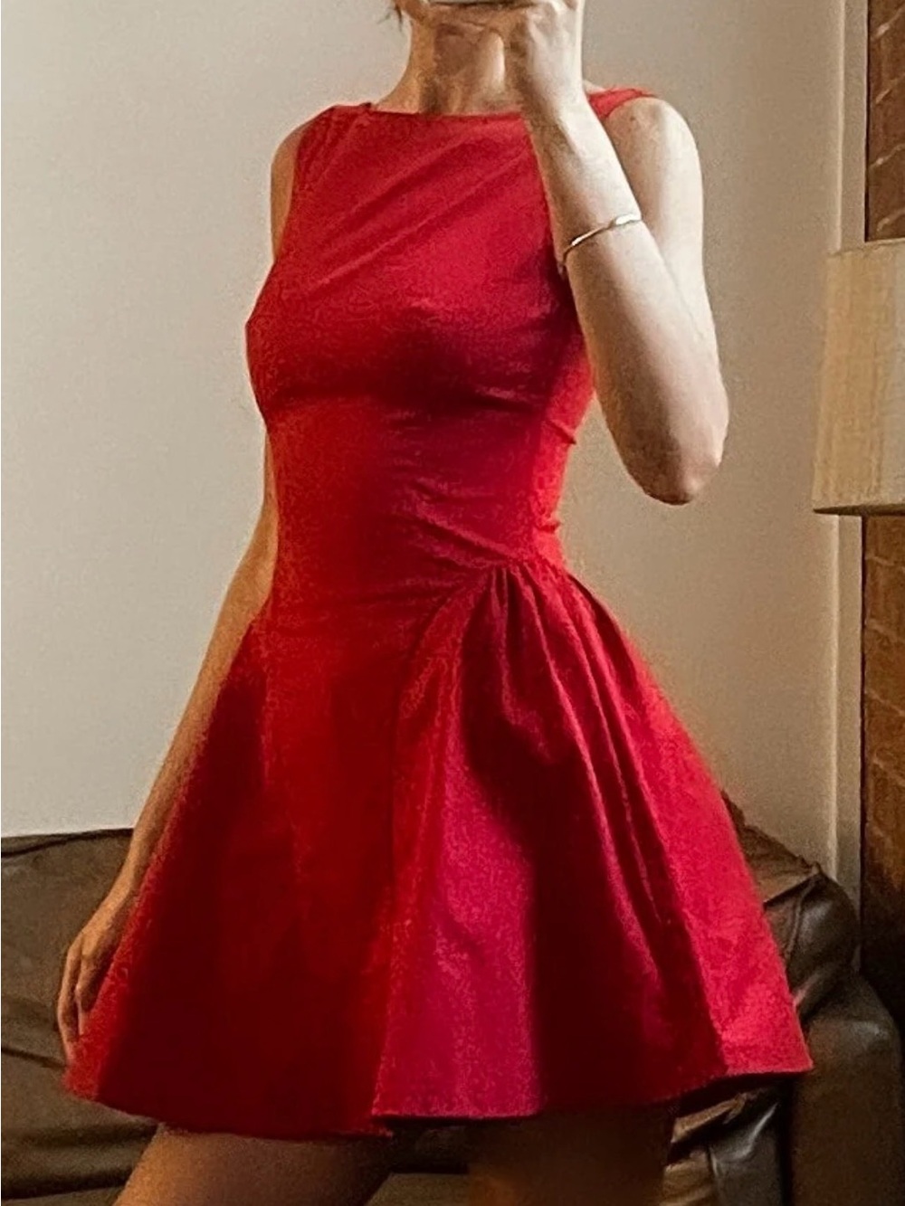Classic Red Sleeveless Mini Dress with Flared Skirt